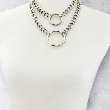 FCK925DC  4MM REGULAR STREEL CHAIN DOUBLE DOUBLE RING CHOKER