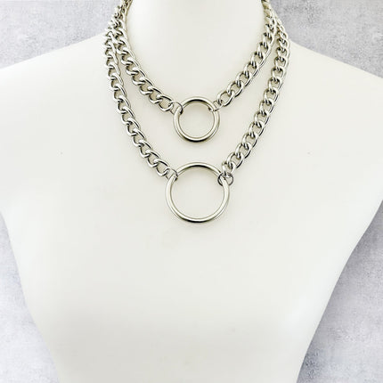FCK925DC  4MM REGULAR STREEL CHAIN DOUBLE DOUBLE RING CHOKER