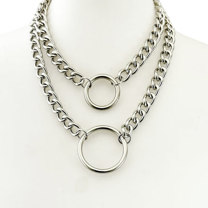 FCK925DC  4MM REGULAR STREEL CHAIN DOUBLE DOUBLE RING CHOKER