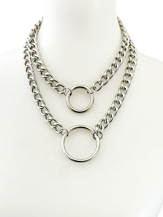 FCK925DC  4MM REGULAR STREEL CHAIN DOUBLE DOUBLE RING CHOKER