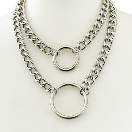 FCK925DC  4MM REGULAR STREEL CHAIN DOUBLE DOUBLE RING CHOKER
