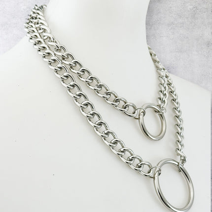 FCK925DC  4MM REGULAR STREEL CHAIN DOUBLE DOUBLE RING CHOKER