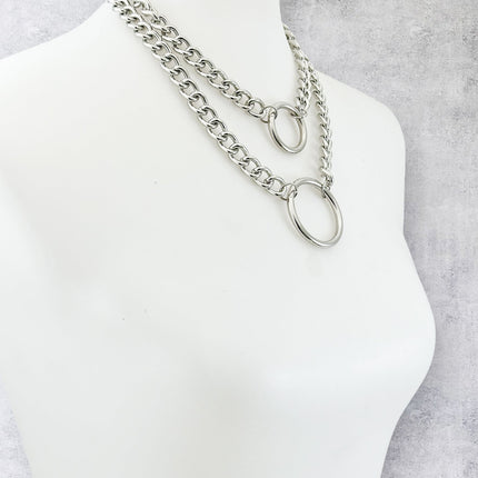FCK925DC  4MM REGULAR STREEL CHAIN DOUBLE DOUBLE RING CHOKER