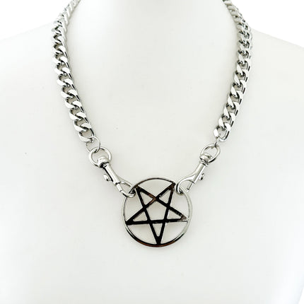 FCK928DC HEAVY CUBAN CHAIN PENTAGRAM CHAIN PENDAT CHOKER