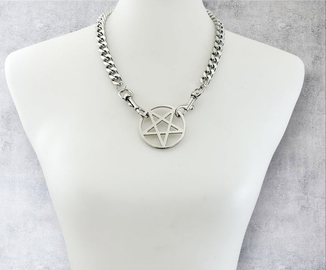 FCK928DC HEAVY CUBAN CHAIN PENTAGRAM CHAIN PENDAT CHOKER