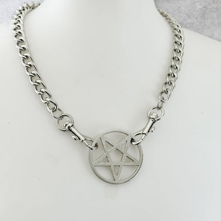 FCK928R 4MM REGULAR STREEL PENTAGRAM CHAIN PENDAT CHOKER