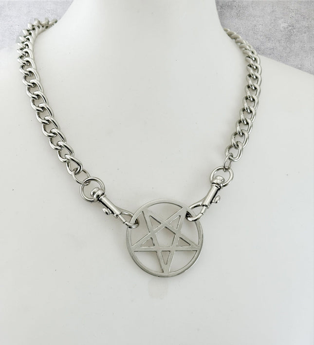 FCK928R 4MM REGULAR STREEL PENTAGRAM CHAIN PENDAT CHOKER