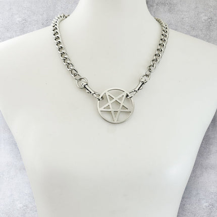 FCK928R 4MM REGULAR STREEL PENTAGRAM CHAIN PENDAT CHOKER