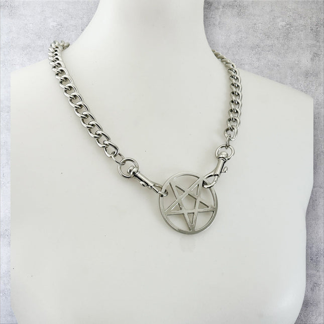 FCK928R 4MM REGULAR STREEL PENTAGRAM CHAIN PENDAT CHOKER