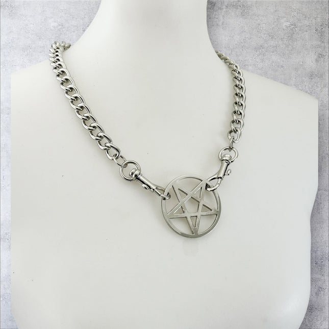 FCK928R 4MM REGULAR STREEL PENTAGRAM CHAIN PENDAT CHOKER