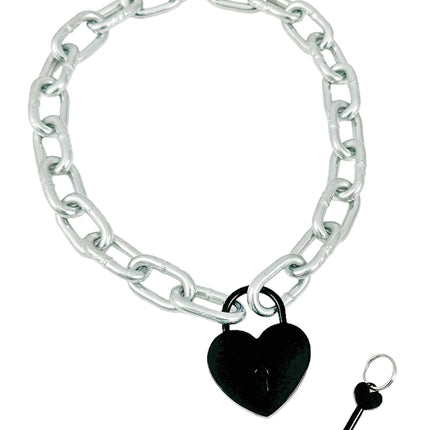 FCK935-BS  BLACK LARGE JUMBO LOCK JUMBO CHAIN NECKLACE