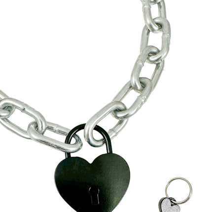 FCK935-BS  BLACK LARGE JUMBO LOCK JUMBO CHAIN NECKLACE