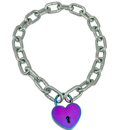 FCK935-RN RAINBOW   LARGE JUMBO LOCK JUMBO CHAIN NECKLACE