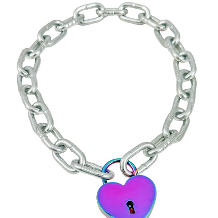 FCK935-RN RAINBOW   LARGE JUMBO LOCK JUMBO CHAIN NECKLACE