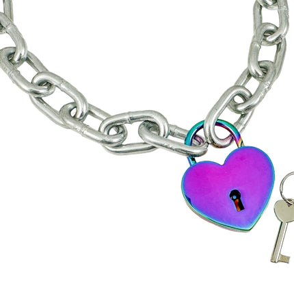 FCK935-RN RAINBOW   LARGE JUMBO LOCK JUMBO CHAIN NECKLACE