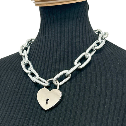 FCK935-SIL  LARGE JUMBO LOCK JUMBO CHAIN NECKLACE