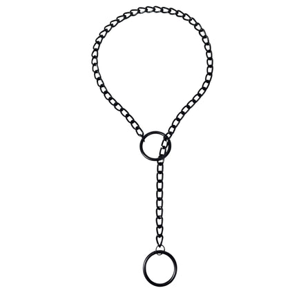 FCK940RING-BS  DOUBLE BLACK RING CHAIN NECKLACE PENDANT