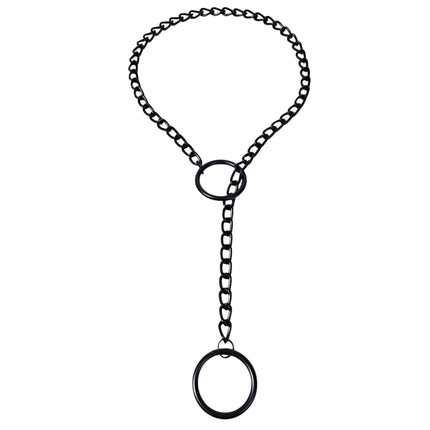 FCK940RING-BS  DOUBLE BLACK RING CHAIN NECKLACE PENDANT