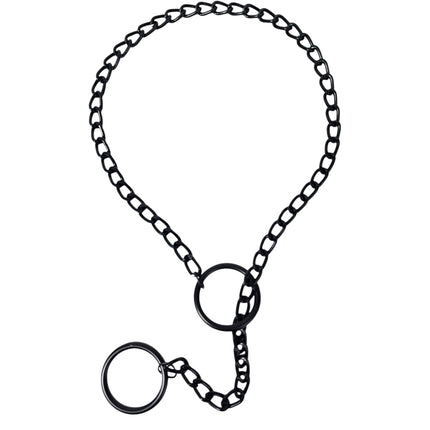 FCK940RING-BS  DOUBLE BLACK RING CHAIN NECKLACE PENDANT