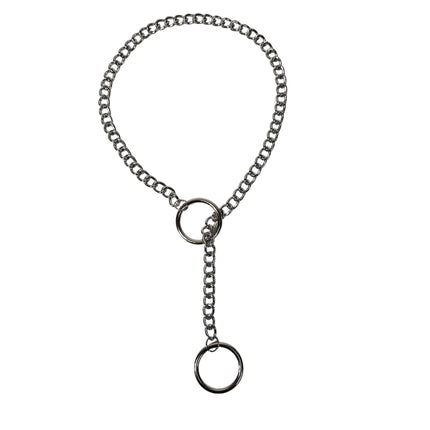 FCK940RING-SILVER DOUBLE RING CHAIN NECKLACE PENDANT