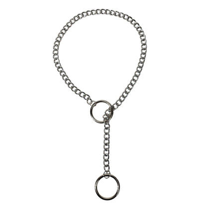 FCK940RING-SILVER DOUBLE RING CHAIN NECKLACE PENDANT