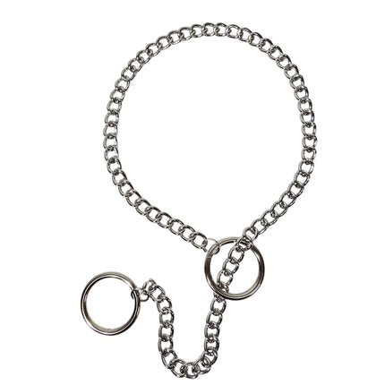 FCK940RING-SILVER DOUBLE RING CHAIN NECKLACE PENDANT