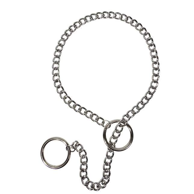 FCK940RING-SILVER DOUBLE RING CHAIN NECKLACE PENDANT