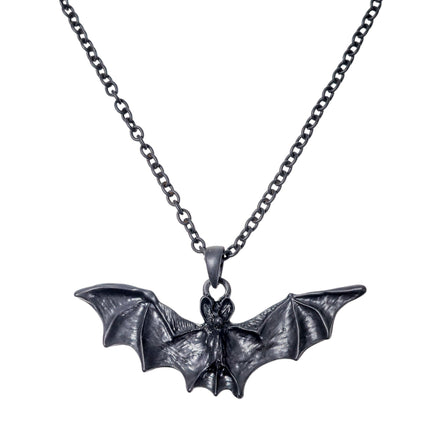 FCK9474-BS  BLACK FLYING BAT NECKLACE