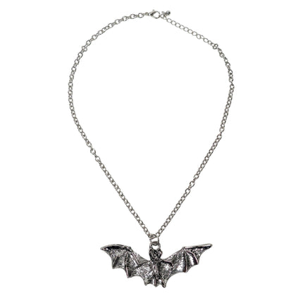 FCK9474-SILVER   FLYING BAT NECKLACE