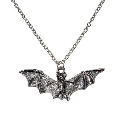 FCK9474-SILVER   FLYING BAT NECKLACE