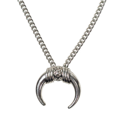 FCK9486-SILVER  HORN NECKLACE