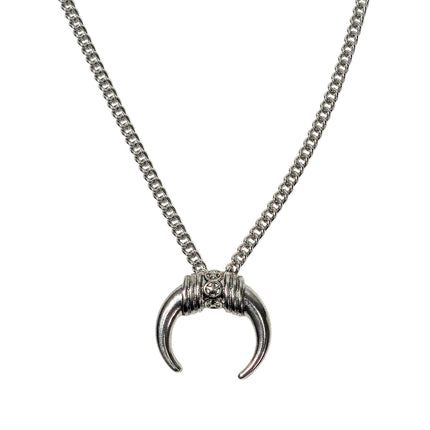 FCK9486-SILVER  HORN NECKLACE