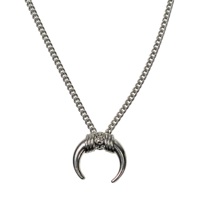 FCK9486-SILVER  HORN NECKLACE