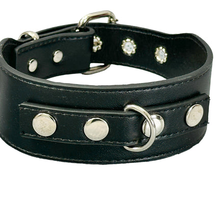 FCK654  D RING WIDE BONDAGE LARGE RIVET VEGAN CHOKER