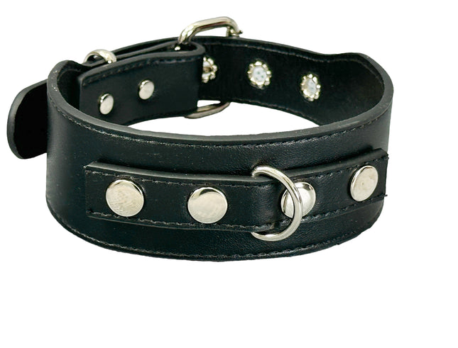 FCK654  D RING WIDE BONDAGE LARGE RIVET VEGAN CHOKER