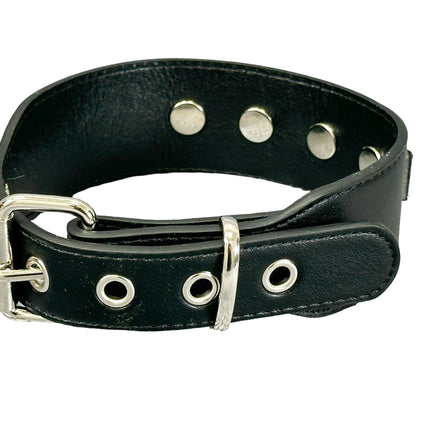 FCK654  D RING WIDE BONDAGE LARGE RIVET VEGAN CHOKER