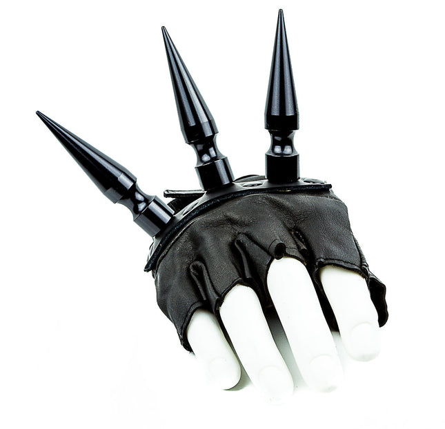 FG102 3" LIGHT SPIKE GENUINE LEATHER FINGERLESS GLOVES PAIR