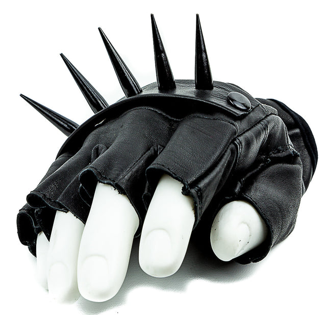 FG103 PIN SPIKE GENUINE LEATHER FINGERLESS GLOVES PAIR