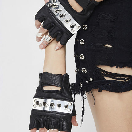 FG104  METAL PLATE SPIKE GLOVES PAIR