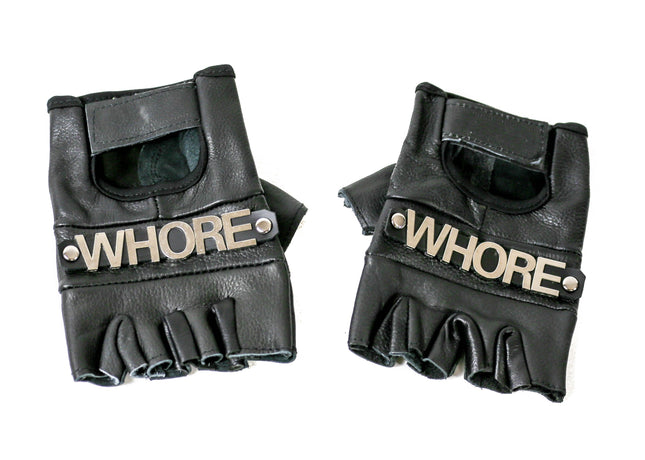 FG120WHORE WHORE GENUINE LEATHER FINGERLESS GLOVES PAIR