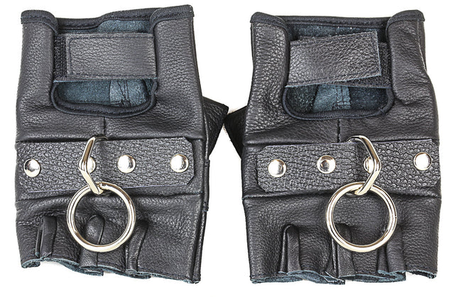 FG122 RING GENUINE LEATHER FINGERLESS GLOVES PAIR