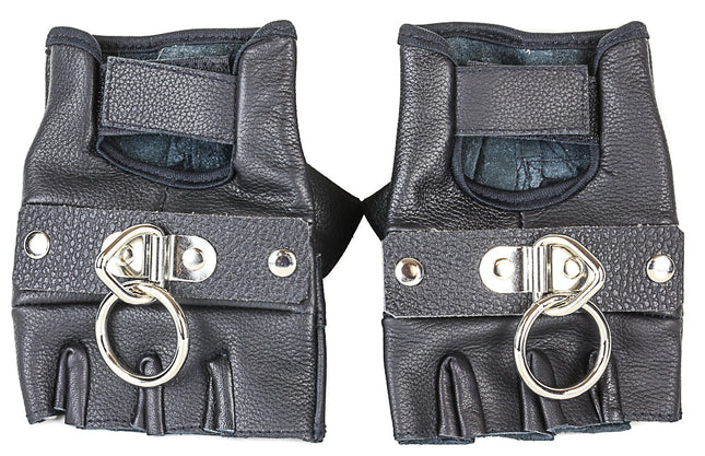FG124 RING GENUINE LEATHER FINGERLESS GLOVES PAIR