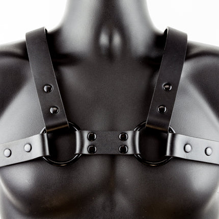 FH101L-BS  MEN'S BULLDOG HARNESS  LEATHER BLACK RING