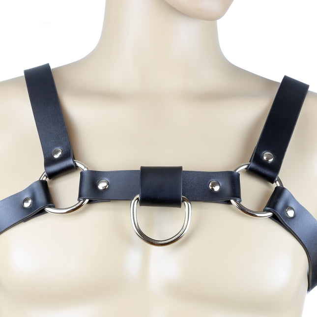 FH101D MEN'S BULLDOG HARNESS  LEATHER DEE RING