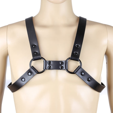 FH101L-BS  MEN'S BULLDOG HARNESS  LEATHER BLACK RING