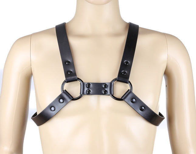 FH101L-BS  MEN'S BULLDOG HARNESS  LEATHER BLACK RING