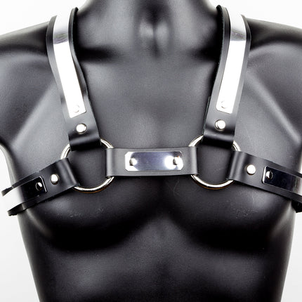 FH101MET MEN'S BULLDOG HARNESS LEATHER METAL PLATE