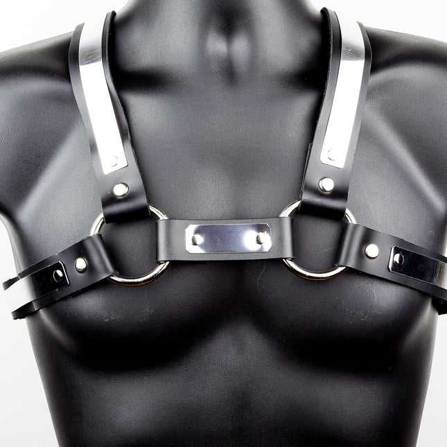 FH101MET MEN'S BULLDOG HARNESS LEATHER METAL PLATE