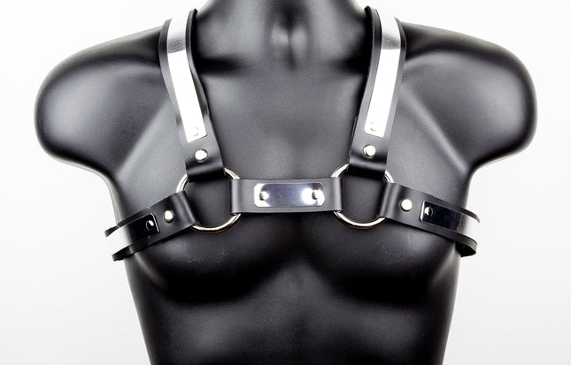 FH101MET MEN'S BULLDOG HARNESS LEATHER METAL PLATE