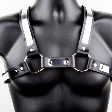 FH101MET MEN'S BULLDOG HARNESS LEATHER METAL PLATE